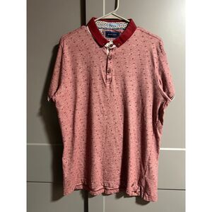 Brave Soul Short Sleeve Polo Triangle Print Shirt Red XL Preppy Academia Golf